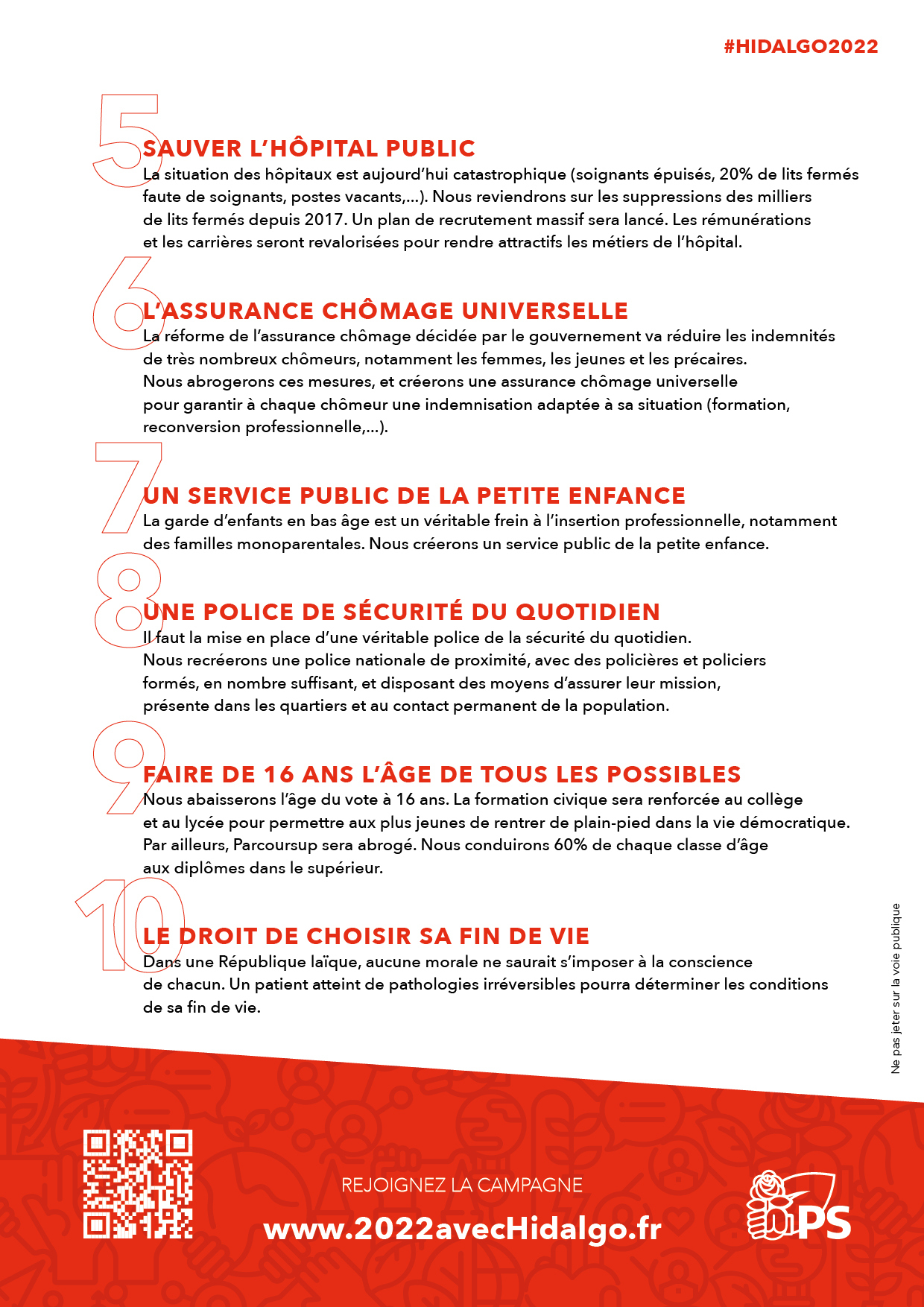 Tract Anne Hidalgo : les dix premières propositions pour la présidentielle de 2022 Verso