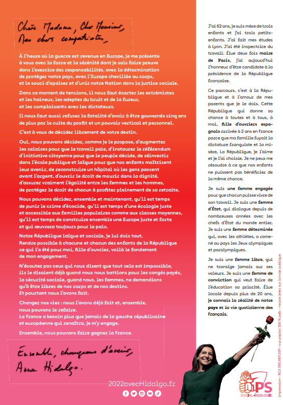 Profession de foi d'Anne Hidalgo Profession de foi d'Anne Hidalgo
