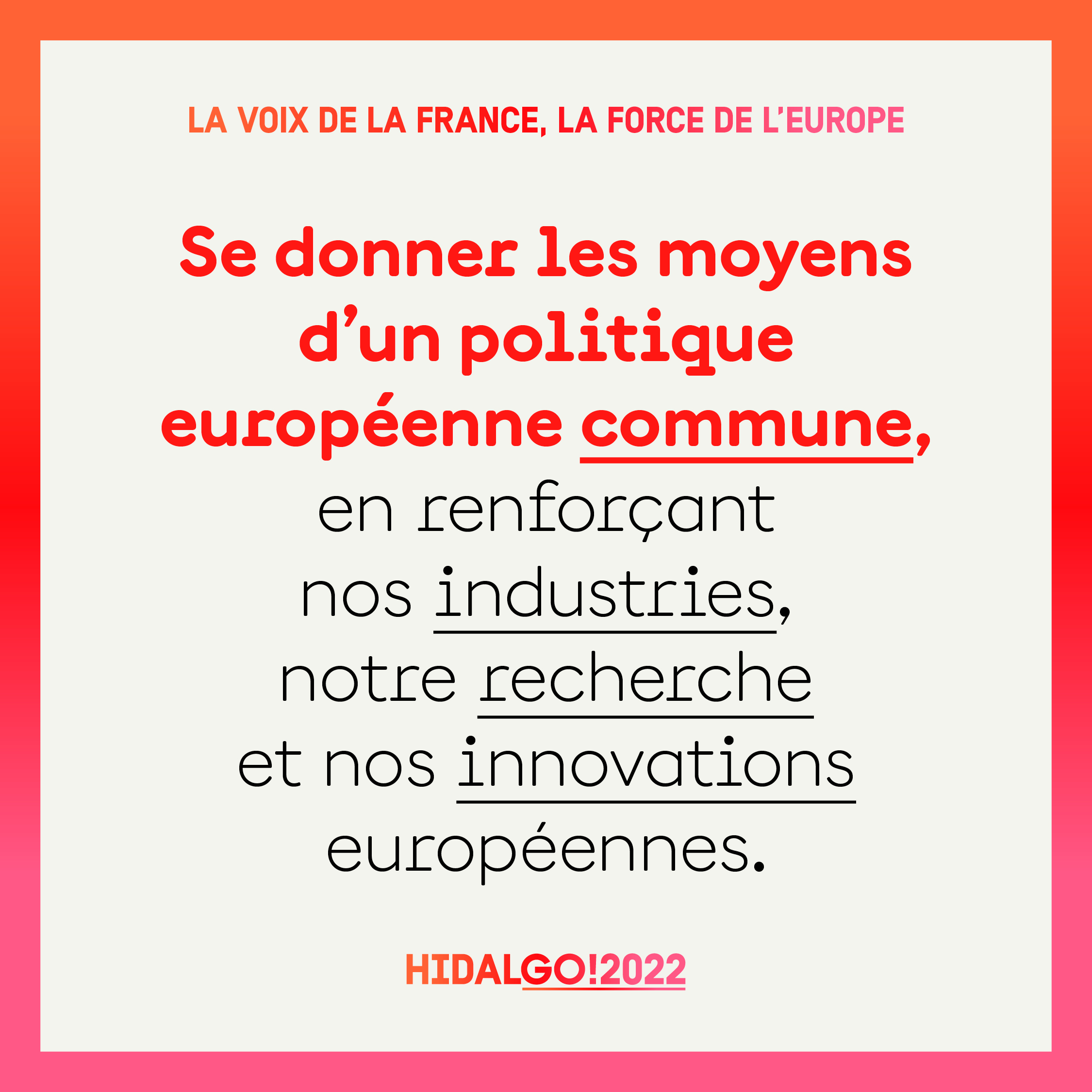 Faire triompher nos valeurs communes