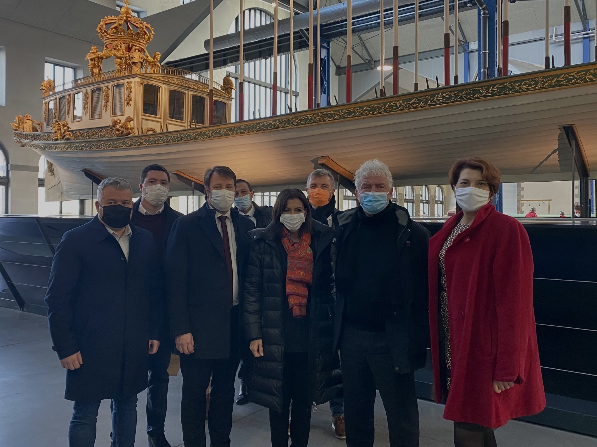 Anne Hidalgo à Brest avec François Cuillandre, maire de Brest, et Loïg Chesnais-Girard, président de la région Bretagne, Loïg Chesnais-Girard, en visite au 70.8, le musée de l'innovation maritime